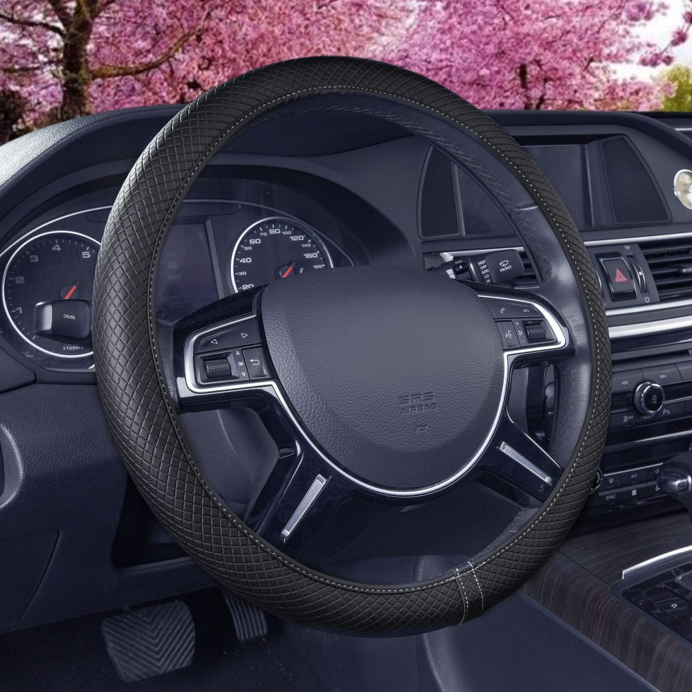 Ultra Comfort Leatherette Flexible Steering Wheel Cover White