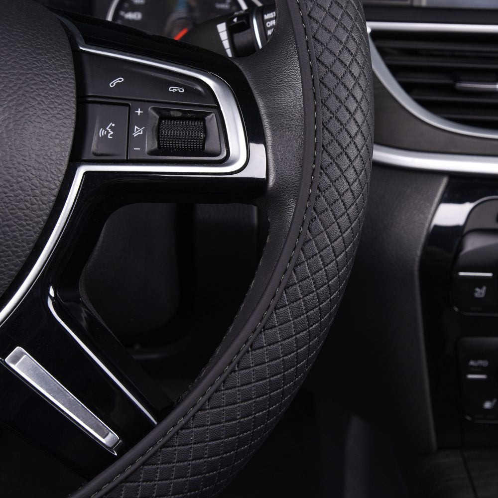 Ultra Comfort Leatherette Flexible Steering Wheel Cover Black