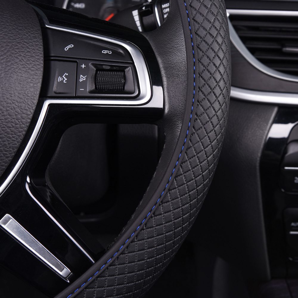 Ultra Comfort Leatherette Flexible Steering Wheel Cover Blue