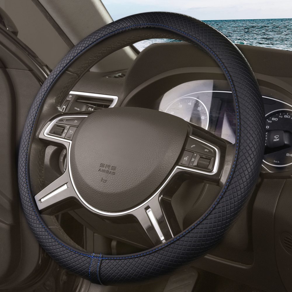 Ultra Comfort Leatherette Flexible Steering Wheel Cover Blue