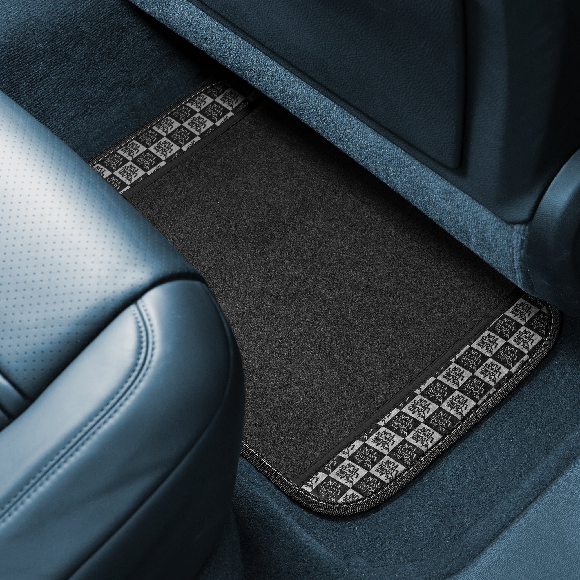 We Are Young Life is Fun Print Non-Slip Carpet Floor Mats - Full Set Black