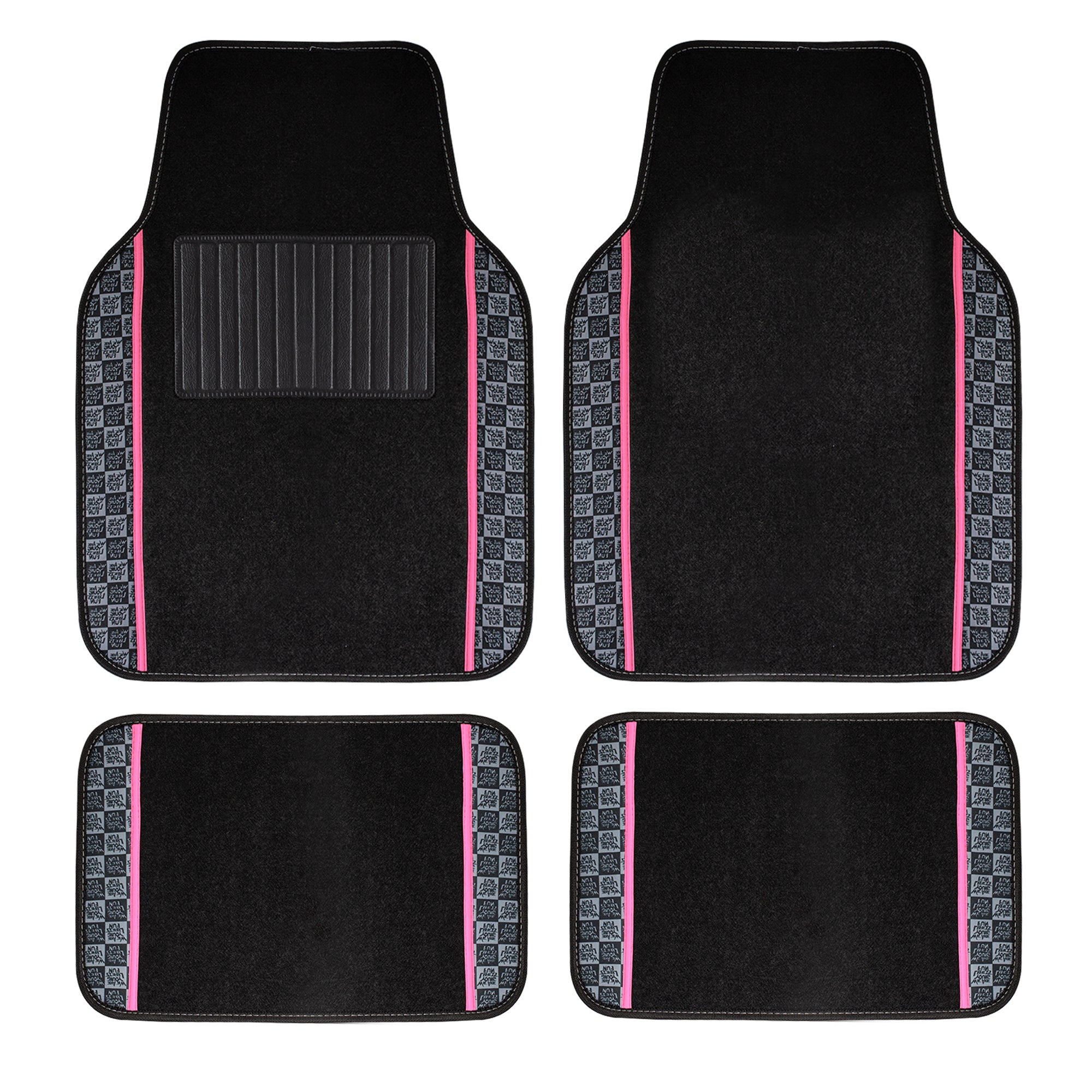 We Are Young Life is Fun Print Non-Slip Carpet Floor Mats - Full Set Pink