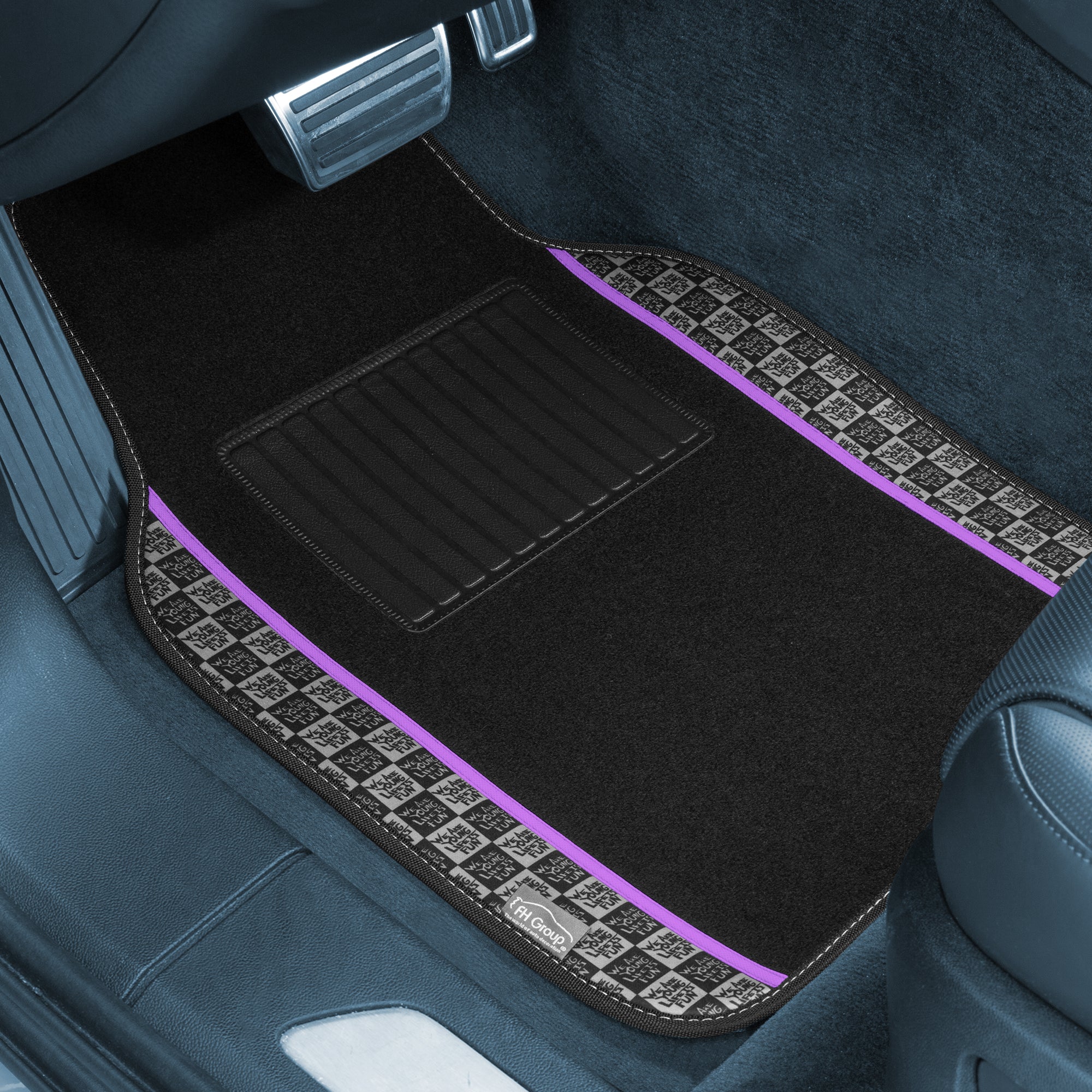 We Are Young Life is Fun Print Non-Slip Carpet Floor Mats - Full Set Purple