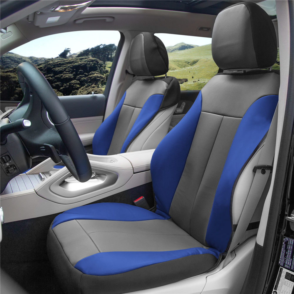 Apex90 Superior Faux Leather Car Seat Covers - Front Set Blue