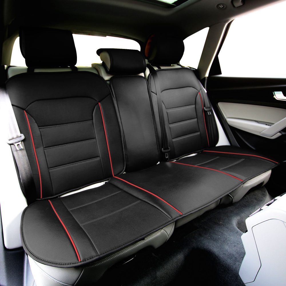 Futuristic Faux Leather Seat Cushions - Rear Bench Red