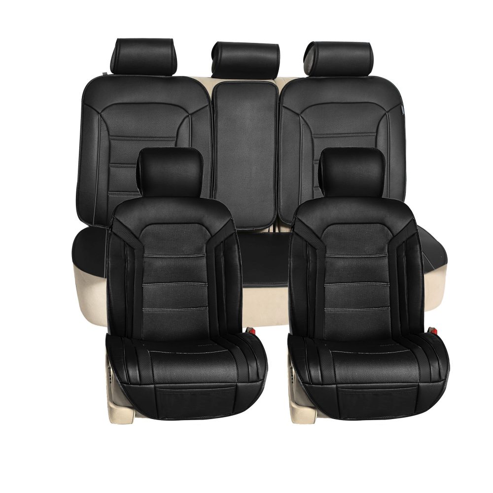 Futuristic Faux Leather Seat Cushions - Full Set Black