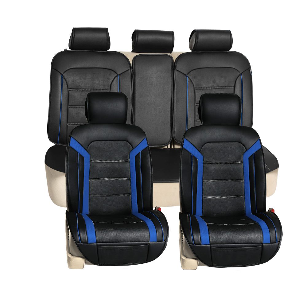 Futuristic Faux Leather Seat Cushions - Full Set Blue