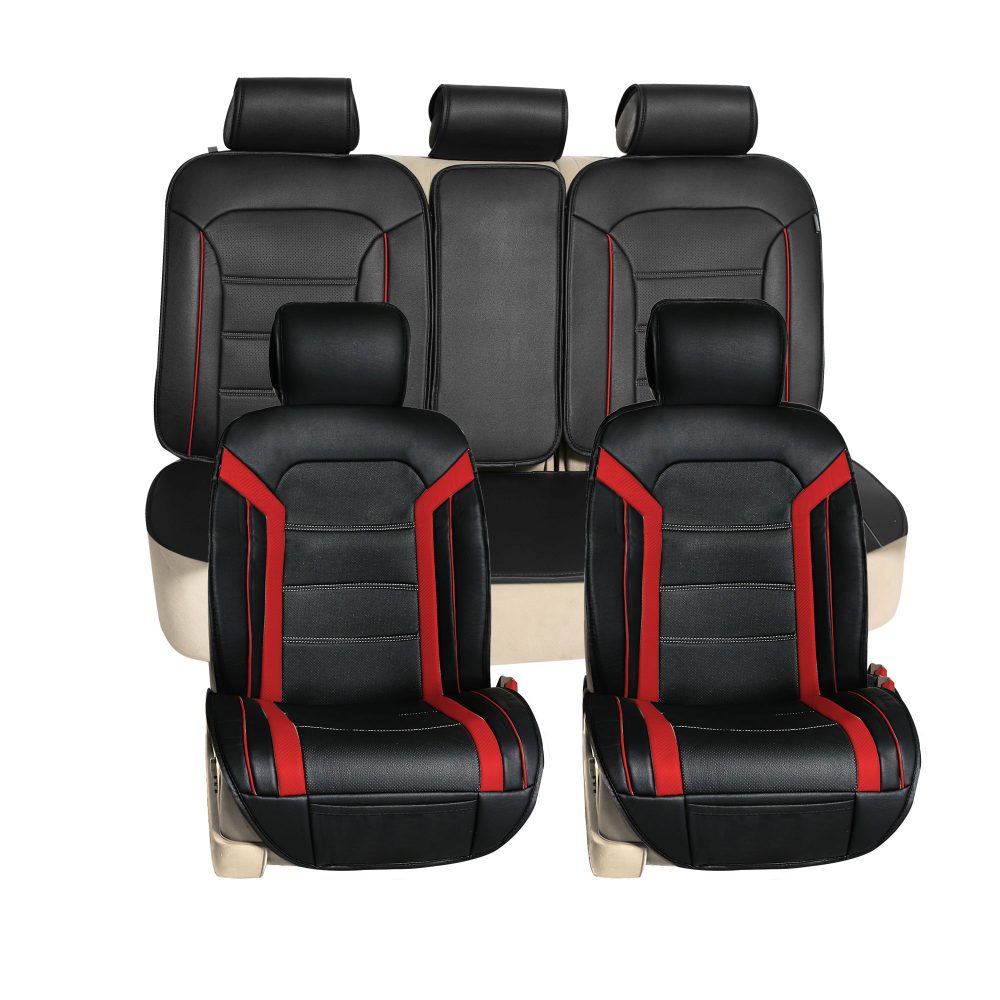 Futuristic Faux Leather Seat Cushions - Full Set Red