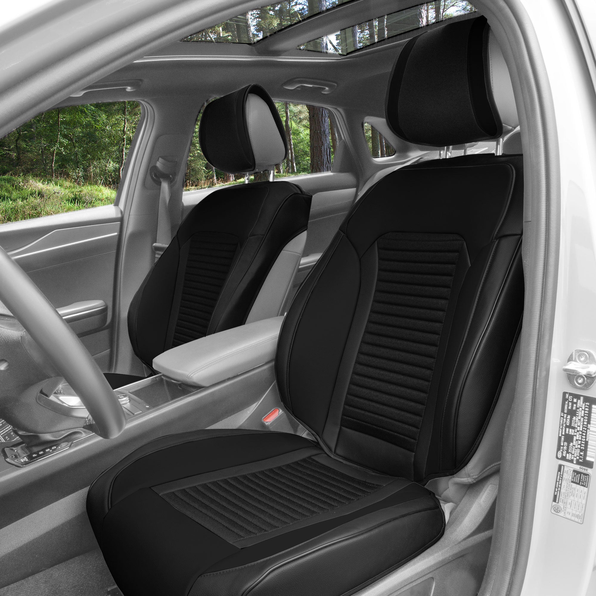 Tour19 Faux Leather 3D Mesh Seat Cushions - Front Set Black