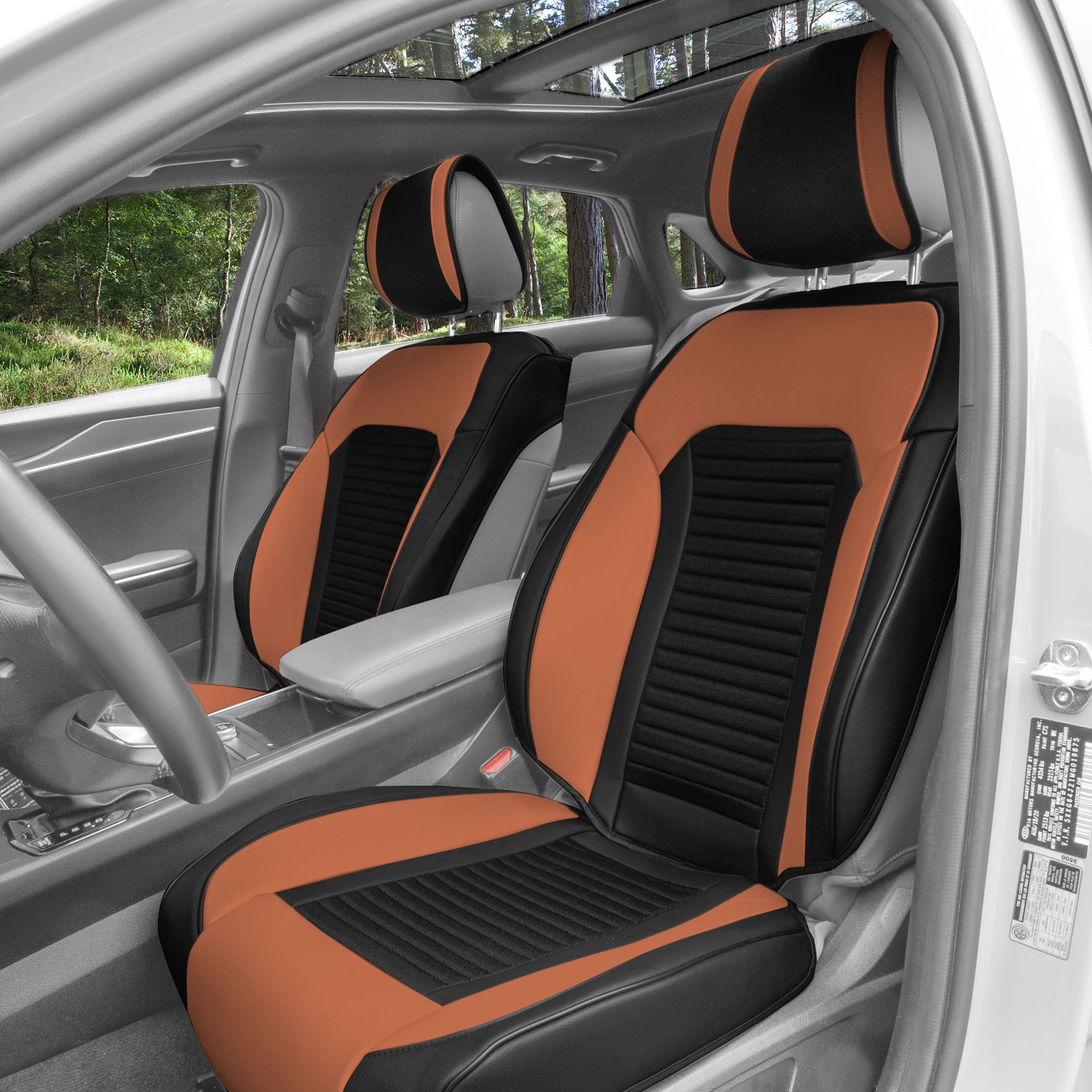 Tour19 Faux Leather 3D Mesh Seat Cushions - Front Set Brown