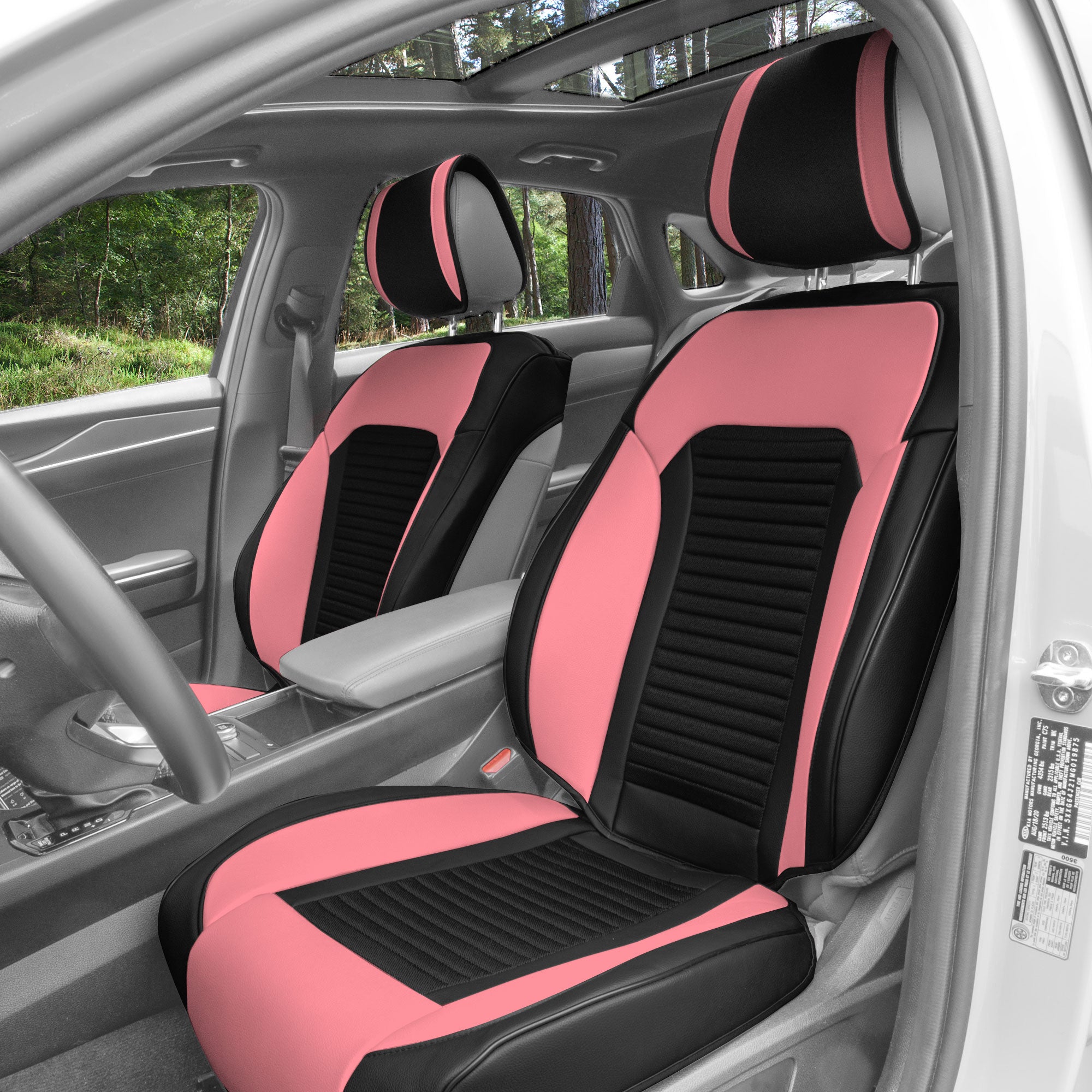 Tour19 Faux Leather 3D Mesh Seat Cushions - Front Set Pink