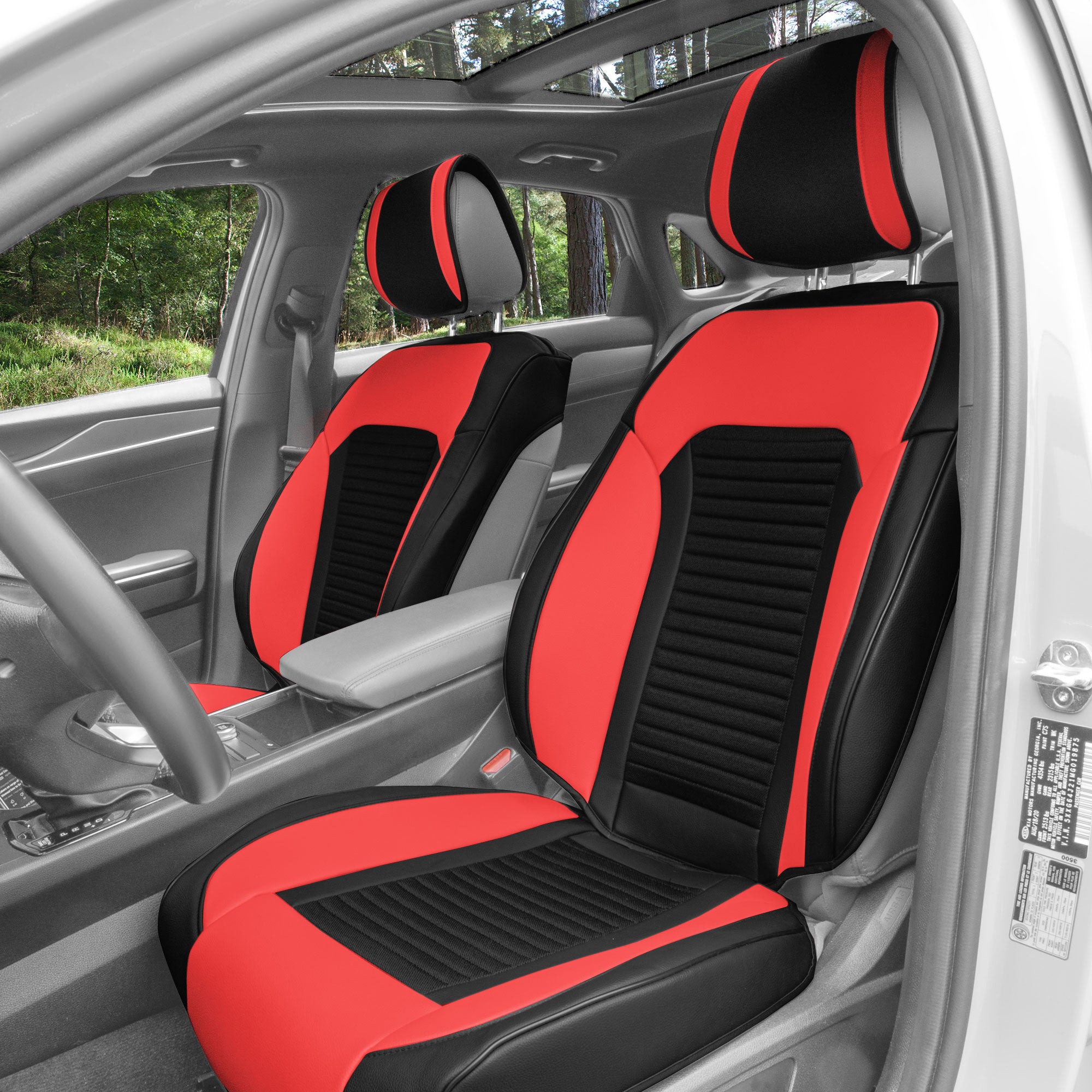 Tour19 Faux Leather 3D Mesh Seat Cushions - Front Set Red