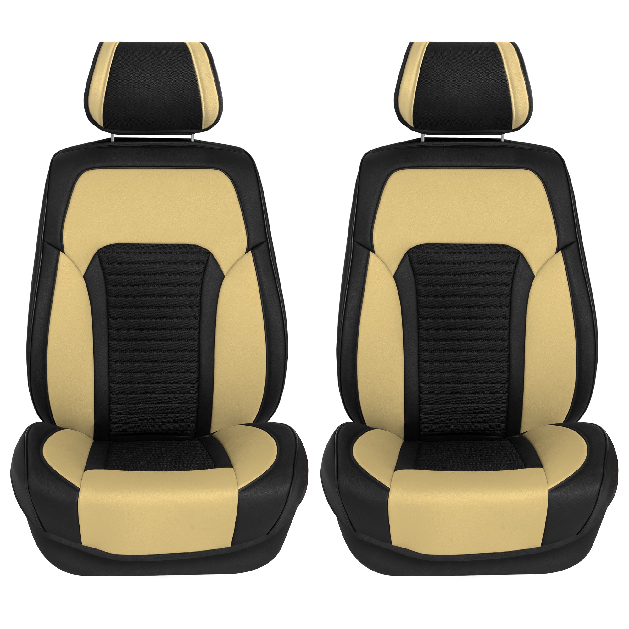 Tour19 Faux Leather 3D Mesh Seat Cushions - Front Set Beige