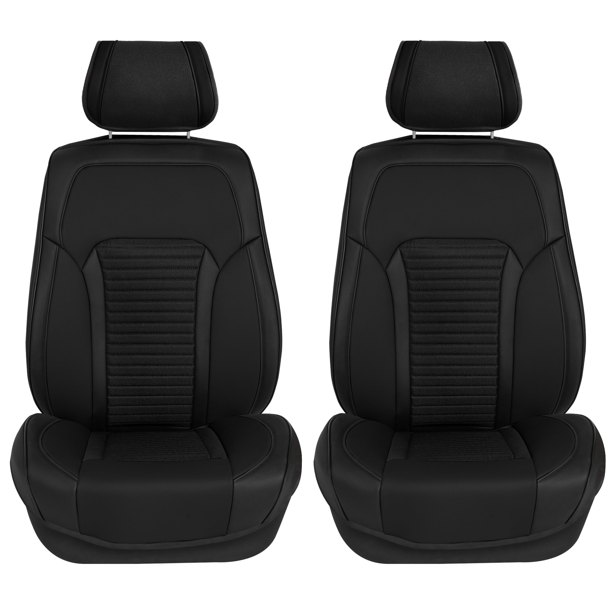 Tour19 Faux Leather 3D Mesh Seat Cushions - Front Set Black