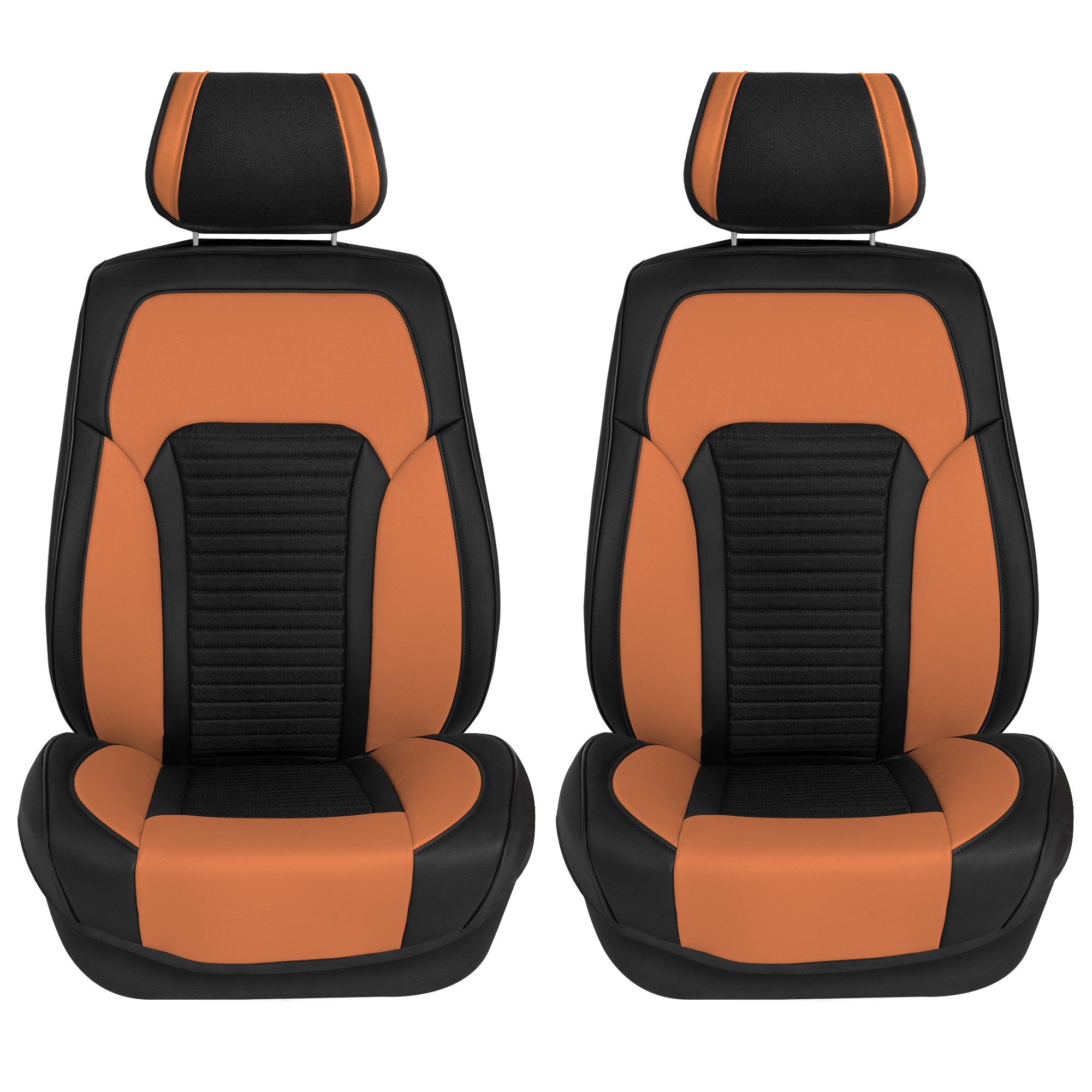 Tour19 Faux Leather 3D Mesh Seat Cushions - Front Set Brown