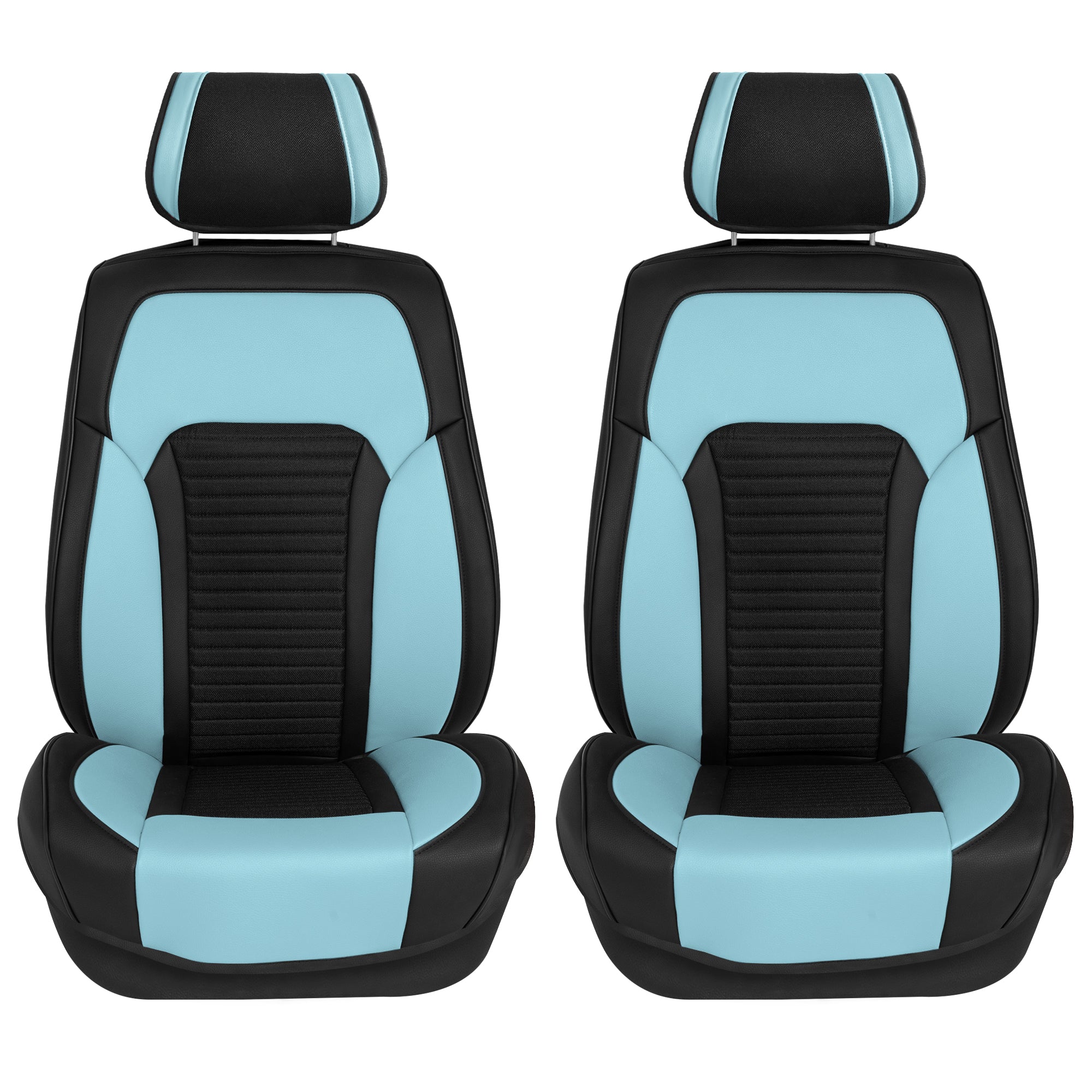 Tour19 Faux Leather 3D Mesh Seat Cushions - Front Set Blue