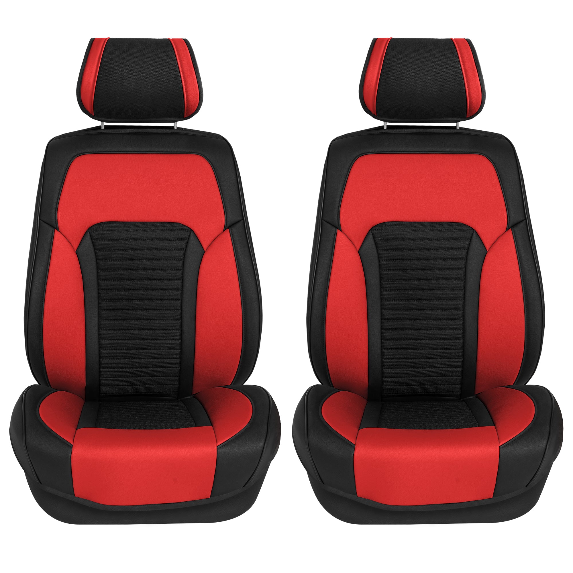 Tour19 Faux Leather 3D Mesh Seat Cushions - Front Set Red