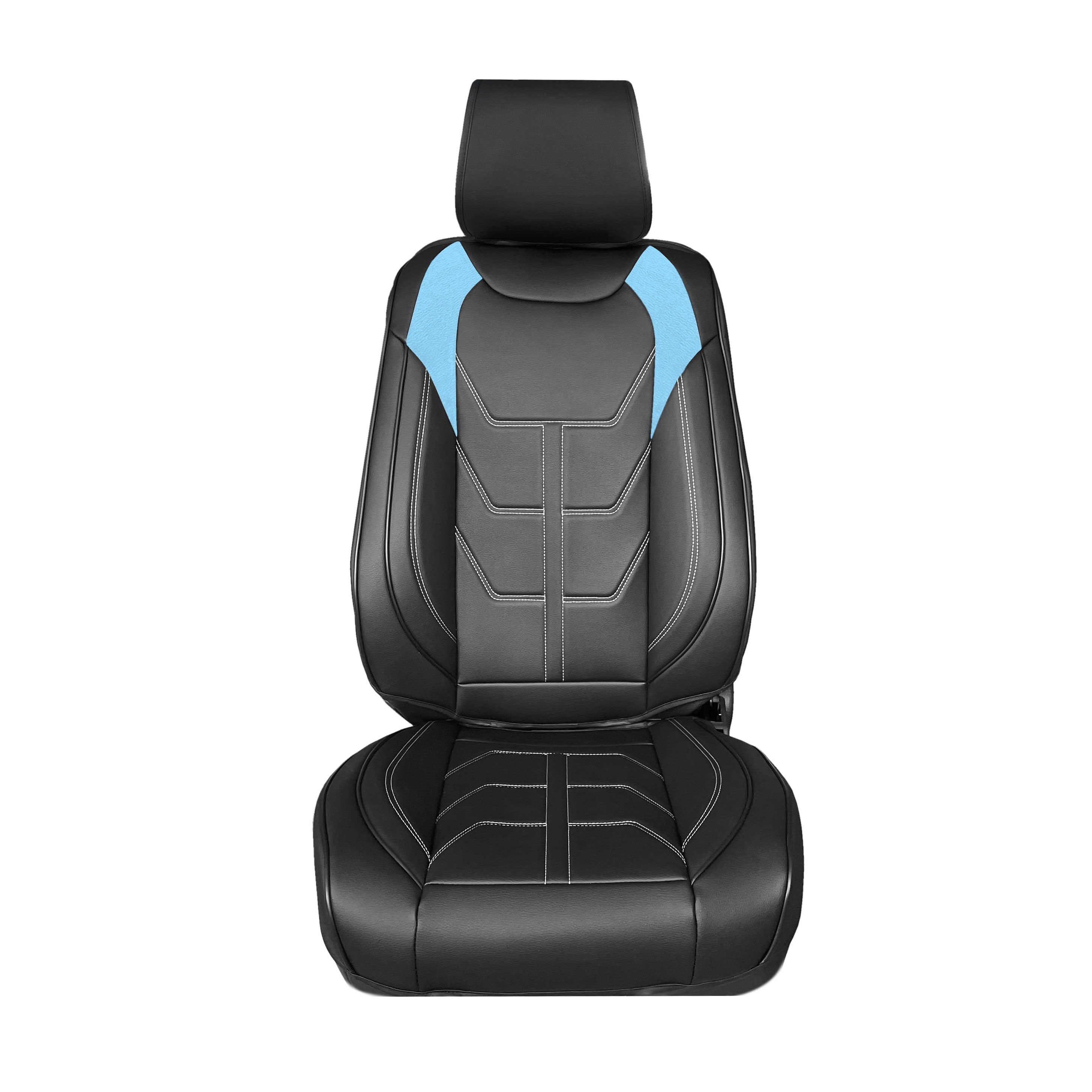 Bionic70 Deluxe Faux Leather Car Seat Covers with Contrast Stitching - Front Set Blue