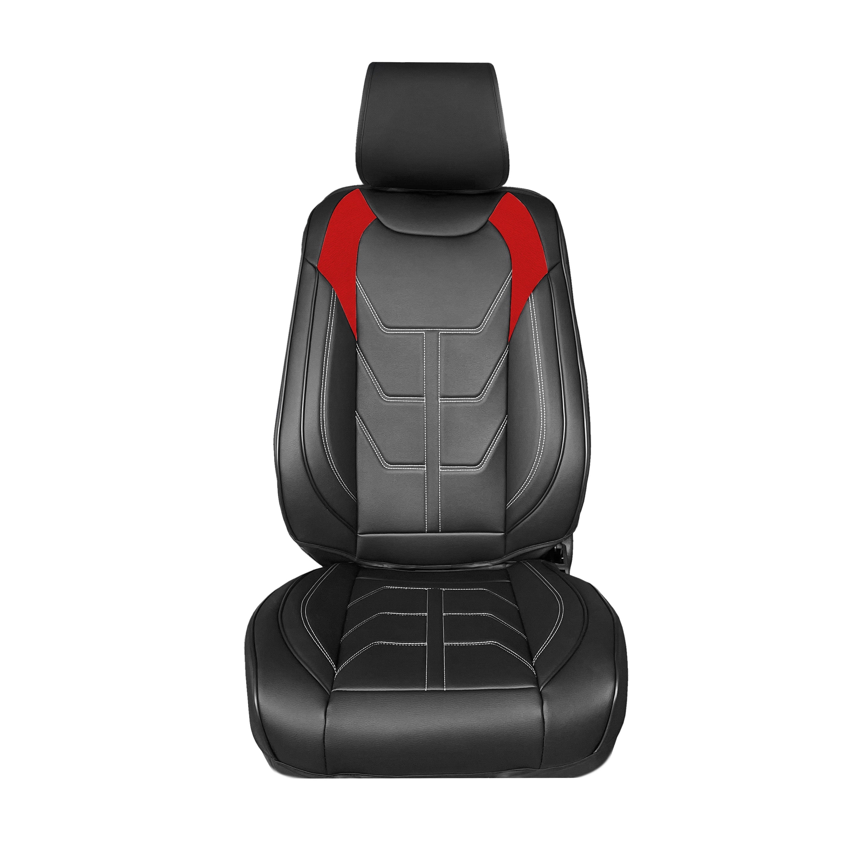 Bionic70 Deluxe Faux Leather Car Seat Covers with Contrast Stitching - Front Set Red