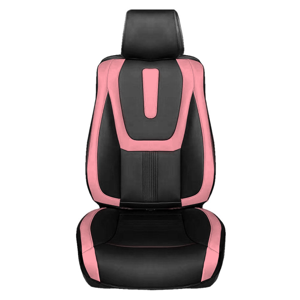 Hybrid70 Deluxe Faux Leather Car Seat Covers with Modern Pattern - Front Set Pink